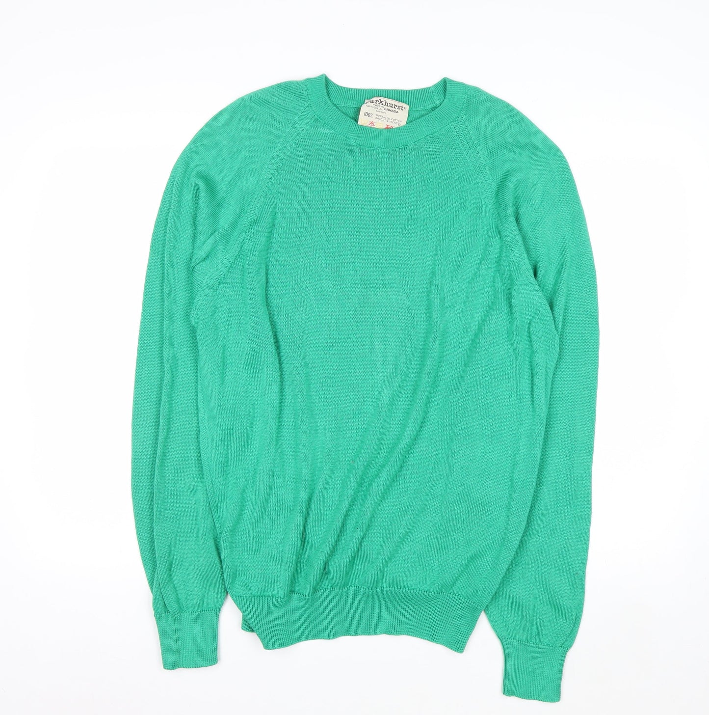 Parkhurst Men's Green Cotton Crew Neck Jumper M Vintage Classic Knit