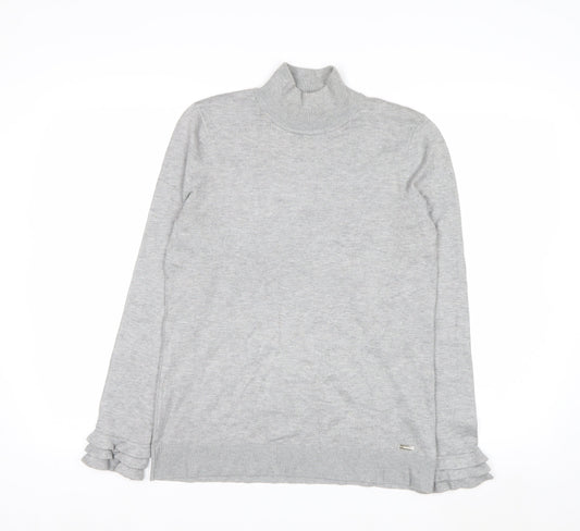 Calvin Klein Women's Grey Roll Neck Knit Jumper Size S