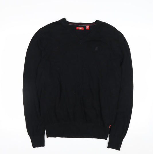 IZOD Men's Black Cotton V-Neck Pullover Jumper Size M