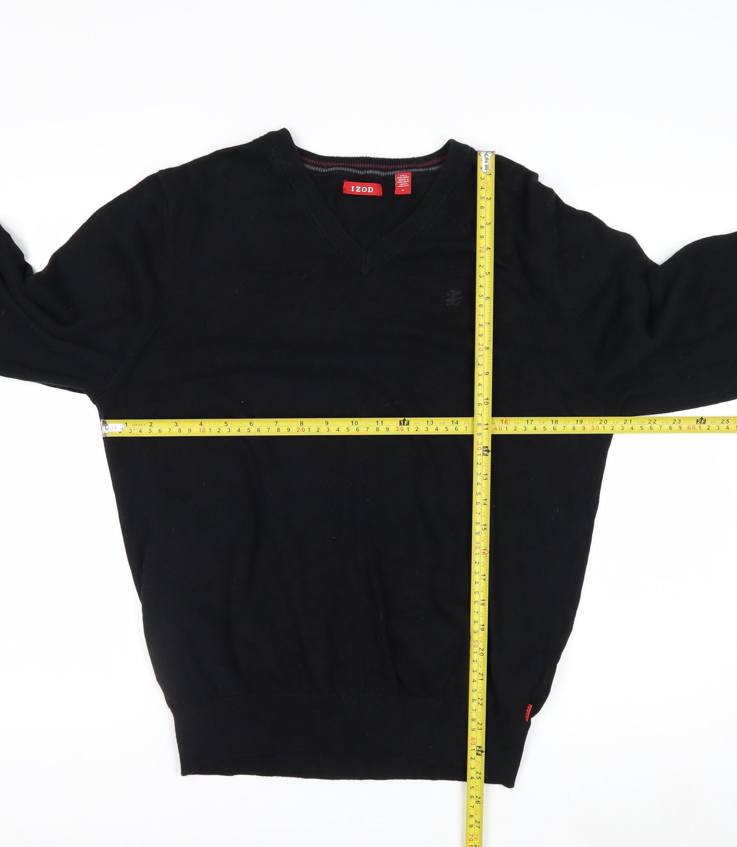 IZOD Men's Black Cotton V-Neck Pullover Jumper Size M