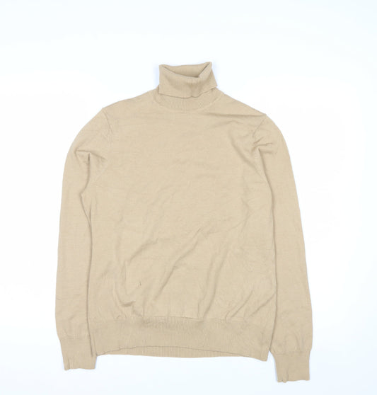 Charter Club Womens Beige Roll Neck Wool Blend Pullover Jumper M