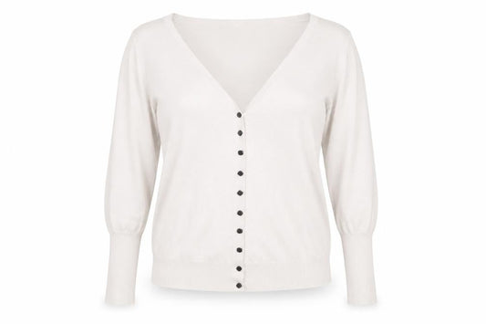 Front view of French Connection Women's Beige XL Button Cardigan Knitwear
