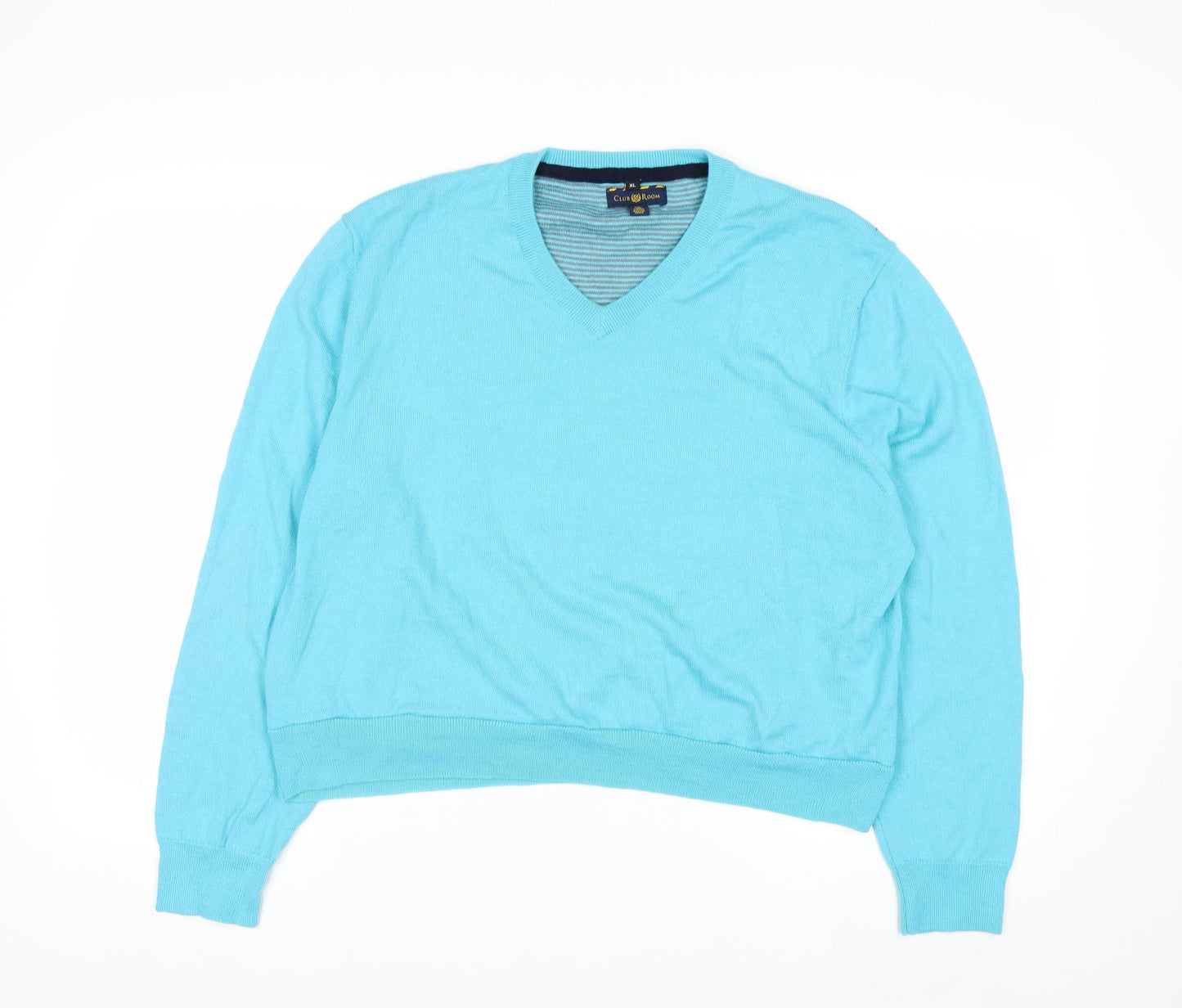 Club Room Men's Blue XL V-Neck Merino Wool Pullover Jumper