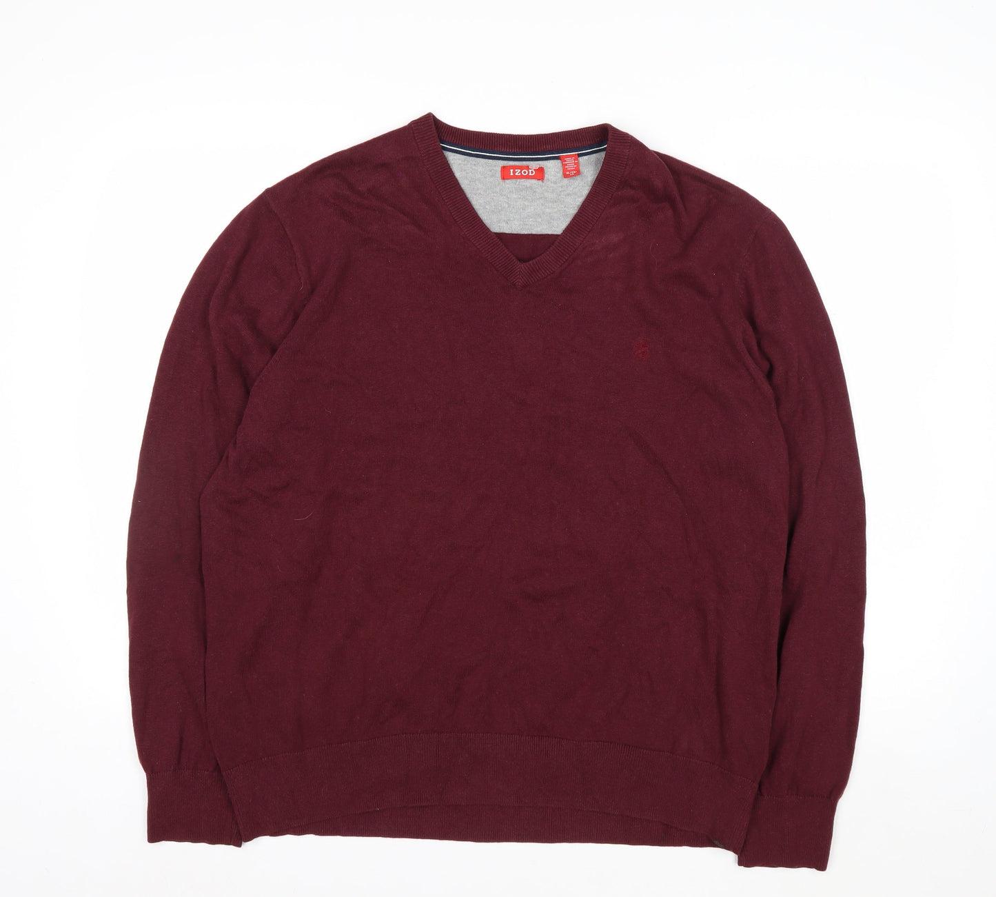 IZOD Men's Red Cotton V-Neck Pullover Jumper XL
