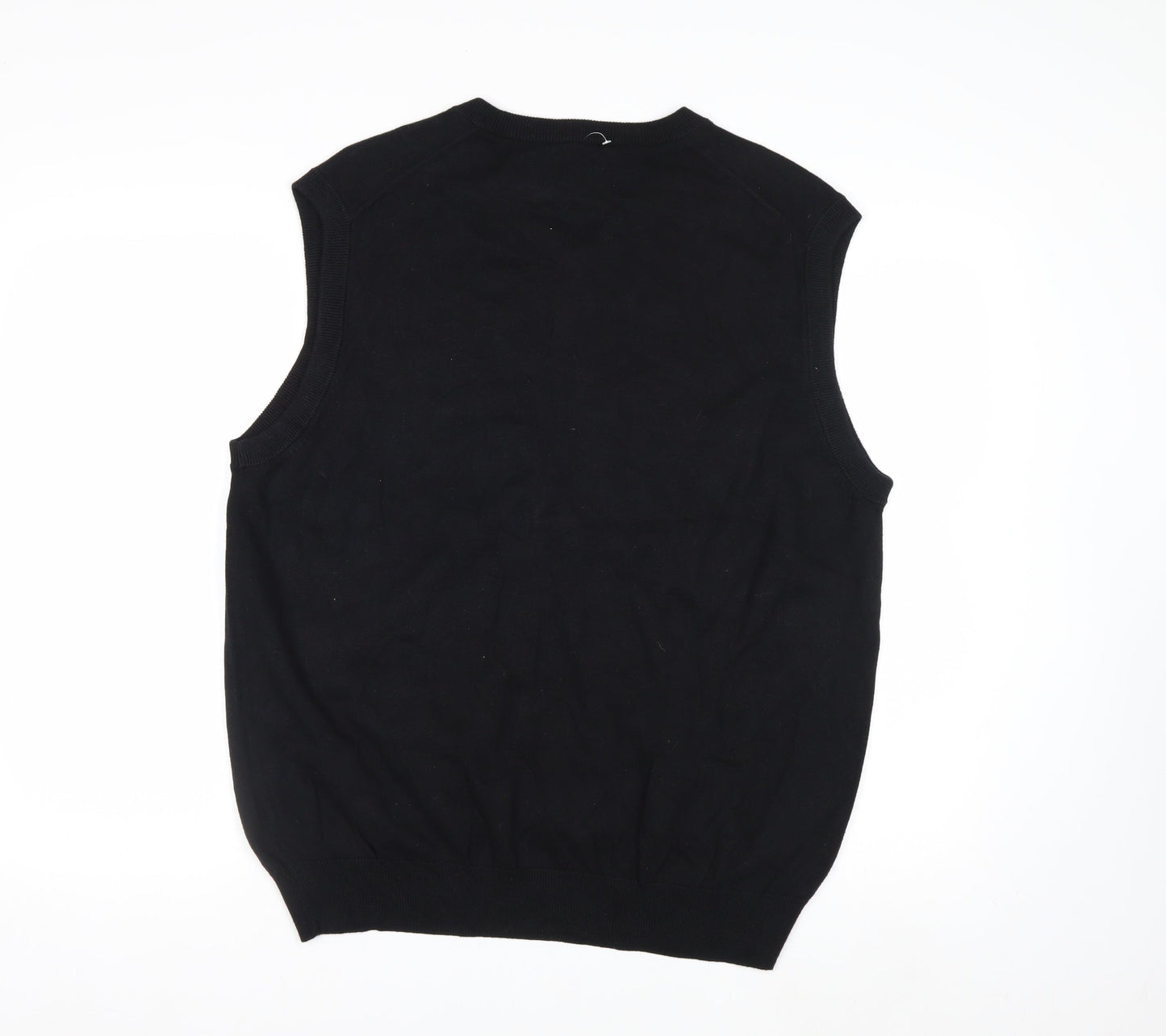 Chaps Men's Black Cotton V-Neck Sleeveless Knit Vest Jumper L
