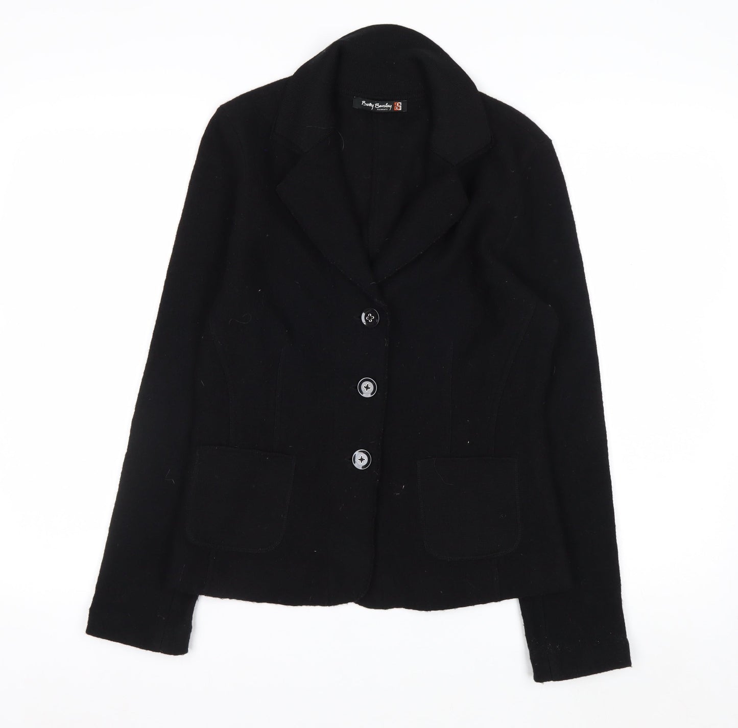 Betty Barclay Womens Black Wool Blazer Size 10 Classic Work Jacket