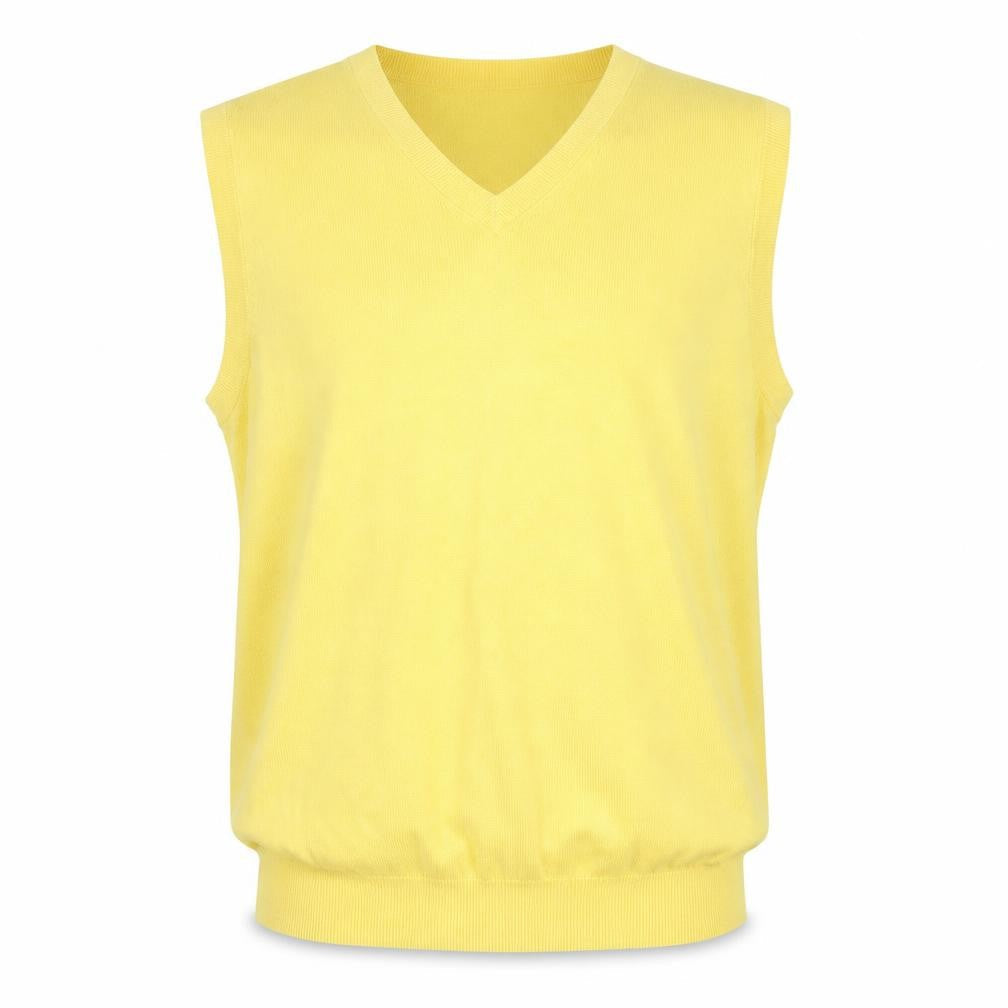 Brooks Brothers Men's Yellow Cotton V-Neck XL Sleeveless Vest