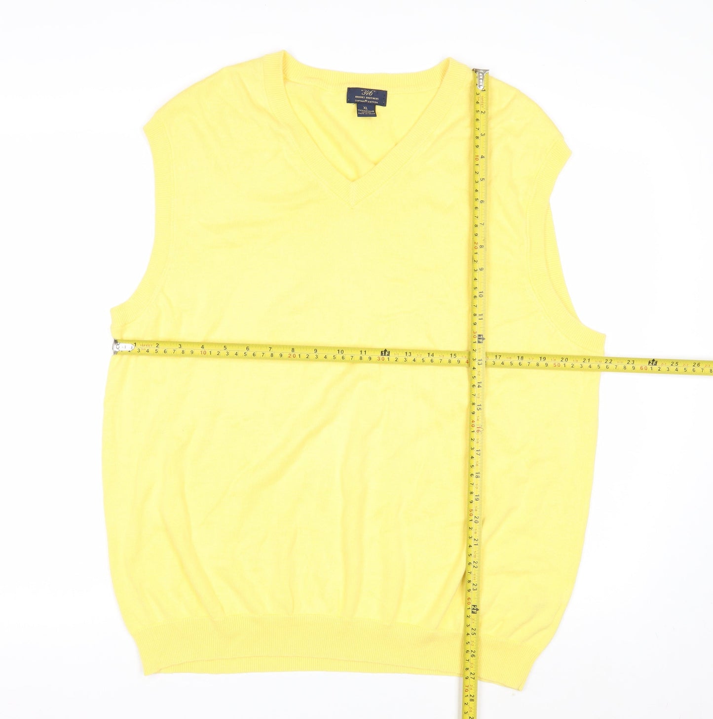 Brooks Brothers Men's Yellow Cotton V-Neck XL Sleeveless Vest