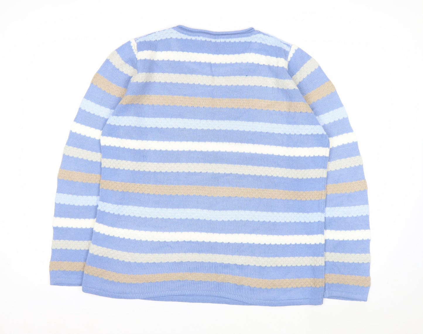 Isle Women Blue Striped Acrylic Knit Pullover Jumper Size S