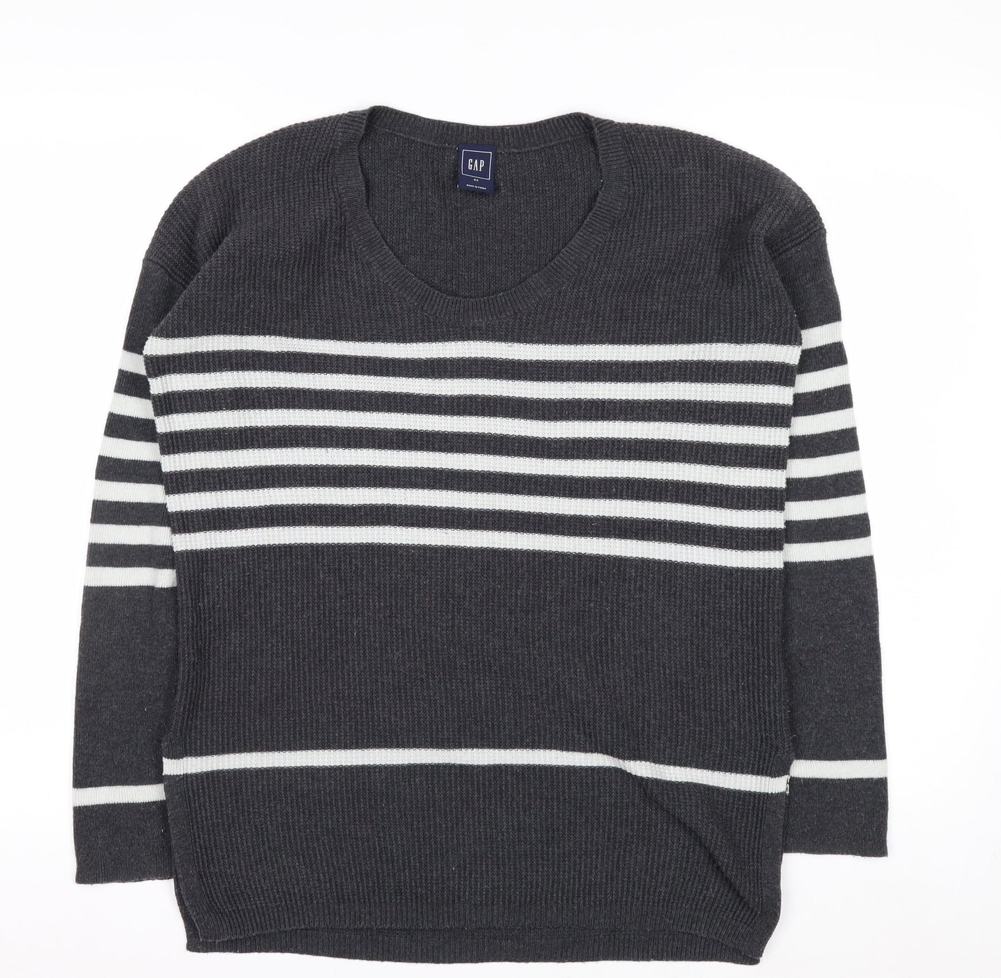 GAP Womens Grey Striped Knit Pullover Jumper XS