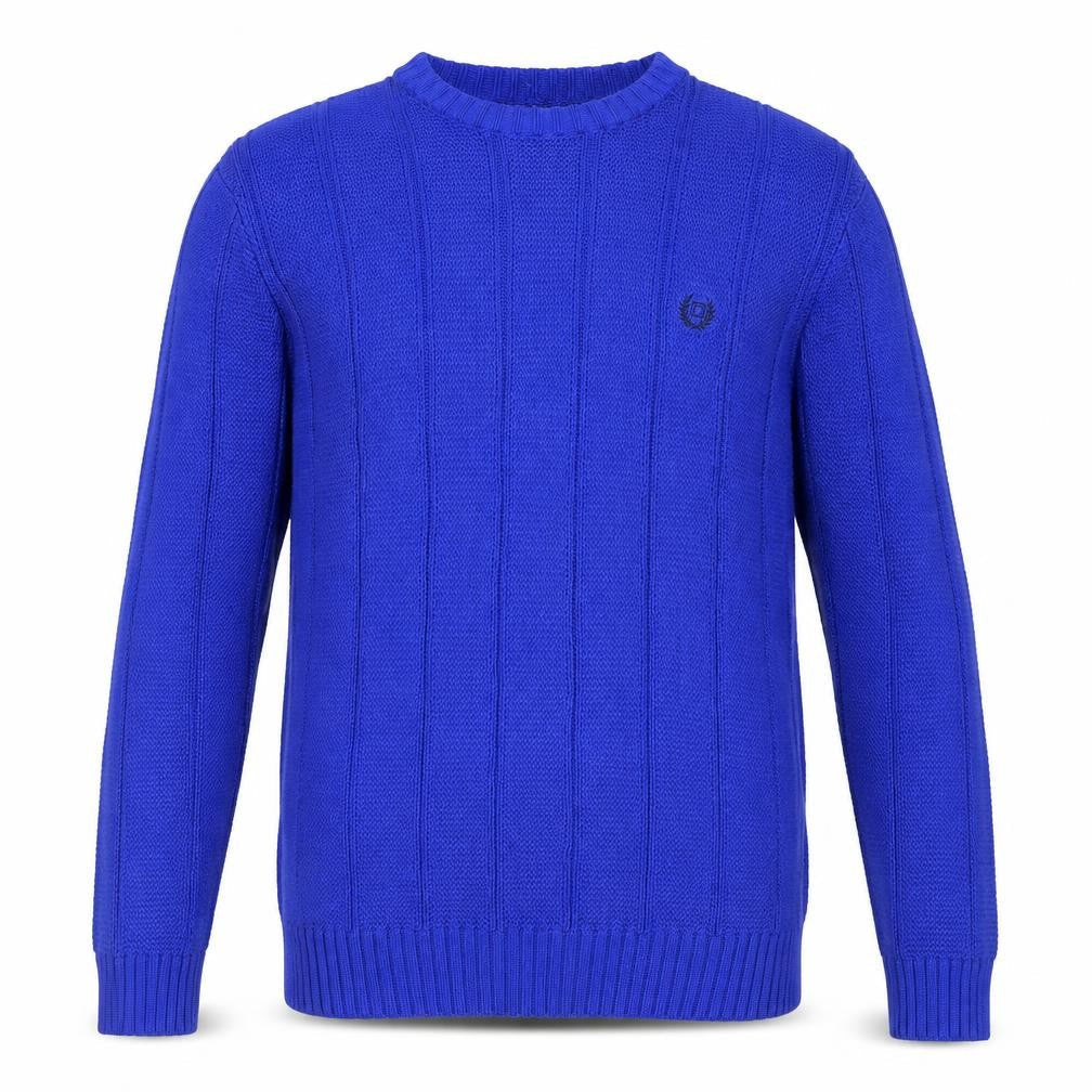 Chaps Men's Blue Cotton Crew Neck Cable Knit Jumper Size M