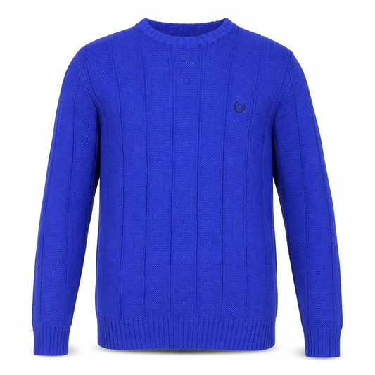 Chaps Men's Blue Cotton Crew Neck Cable Knit Jumper Size M