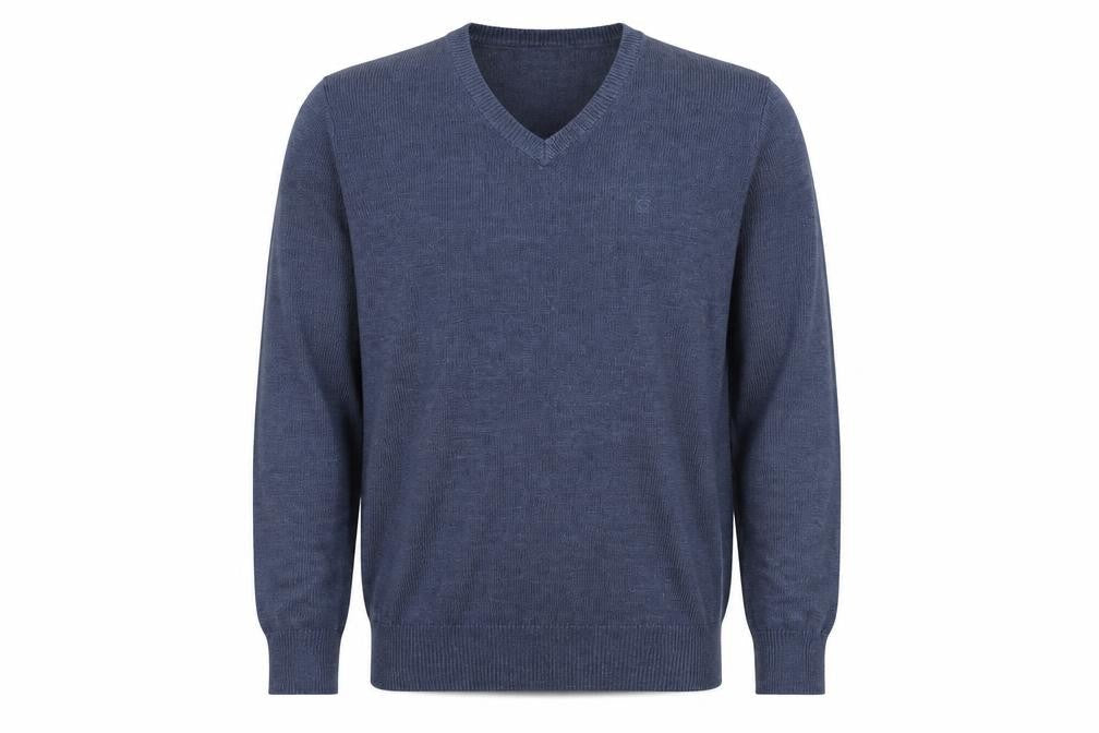 James Pringle Mens Blue Acrylic V-Neck Jumper Size L