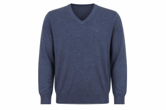 James Pringle Mens Blue Acrylic V-Neck Jumper Size L