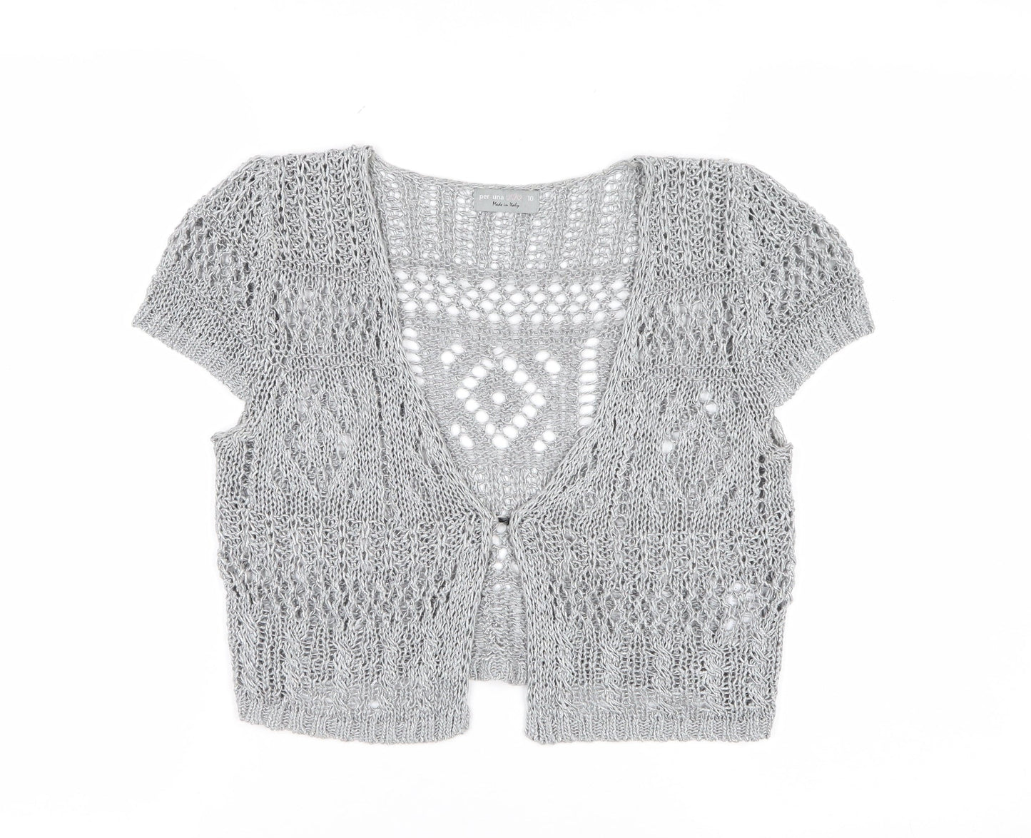 Marks and Spencer Per Una Grey Open Knit Short Sleeve Cardigan Women’s Size 10