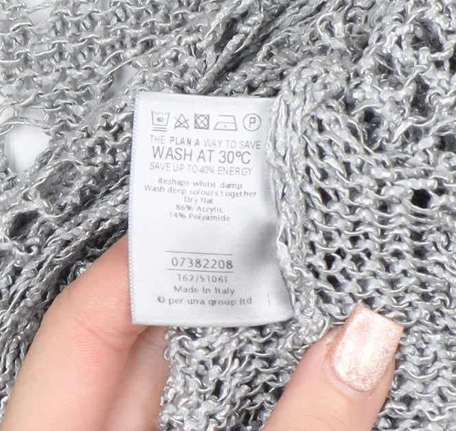 Marks and Spencer Per Una Grey Open Knit Short Sleeve Cardigan Women’s Size 10
