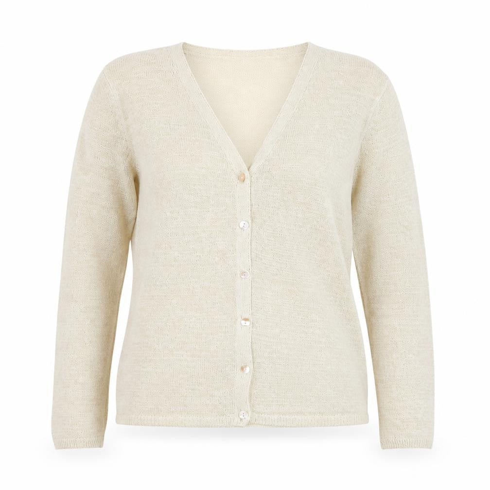 Marks & Spencer Womens Beige V-Neck Long Sleeve Cardigan Size 14