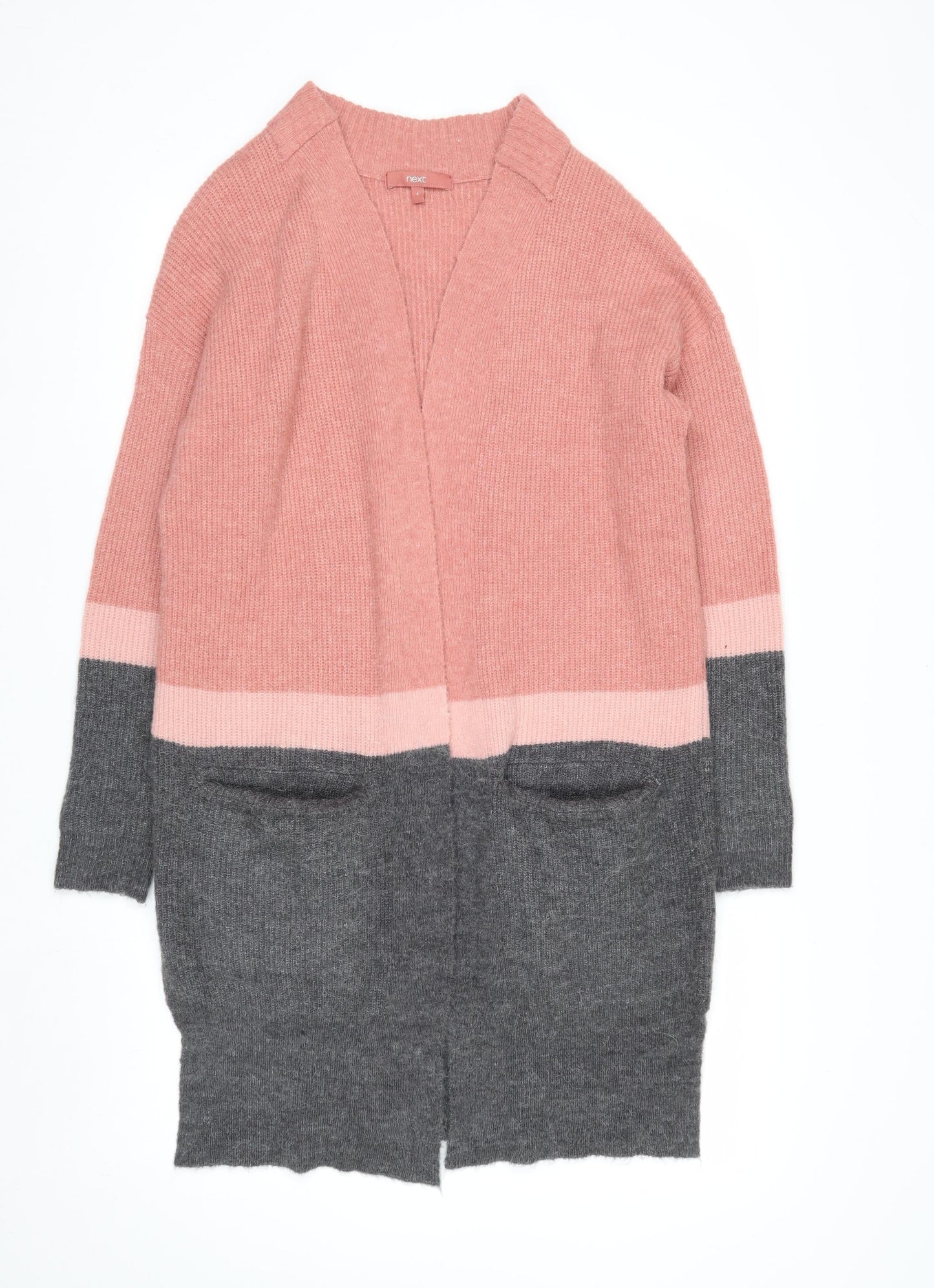 Next Women’s Pink & Grey Long Knit Cardigan Size S Regular Fit