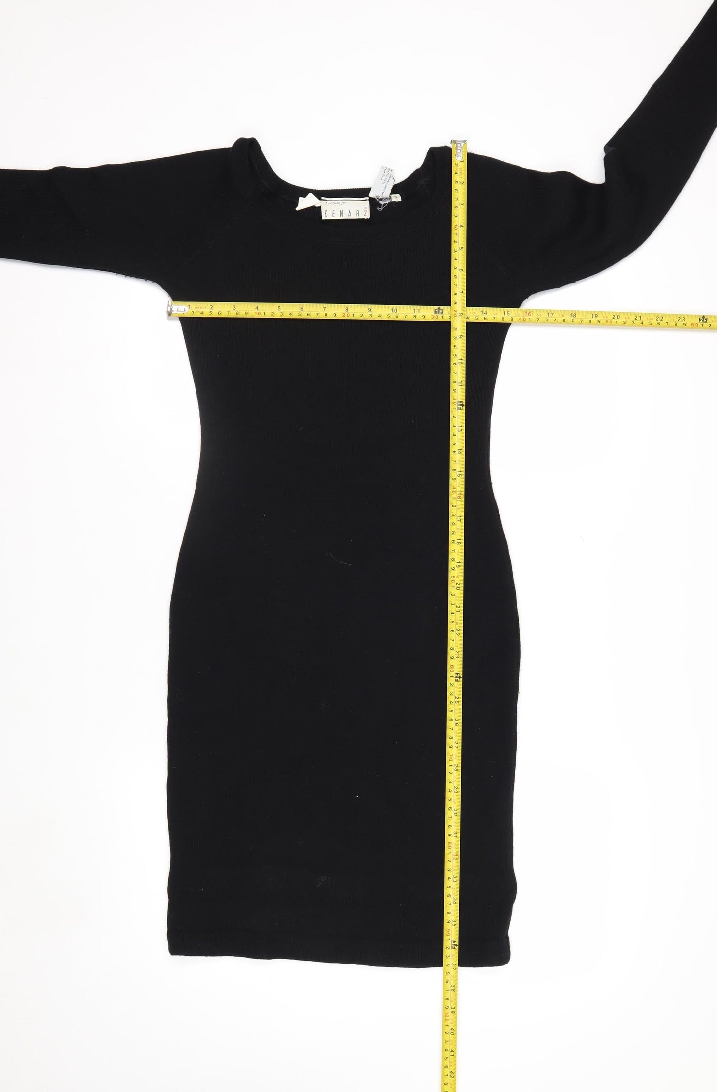 Kenar Women’s Black Wool Bodycon Knee Length Dress Size S
