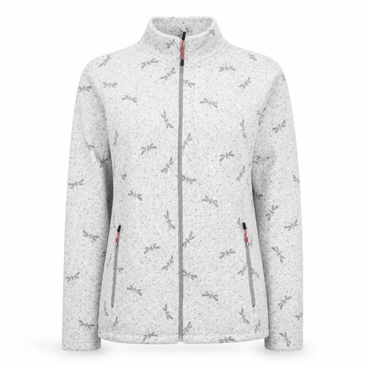Killtec Womens Grey Full Zip Fleece Jacket Size 12 Dragonfly Print