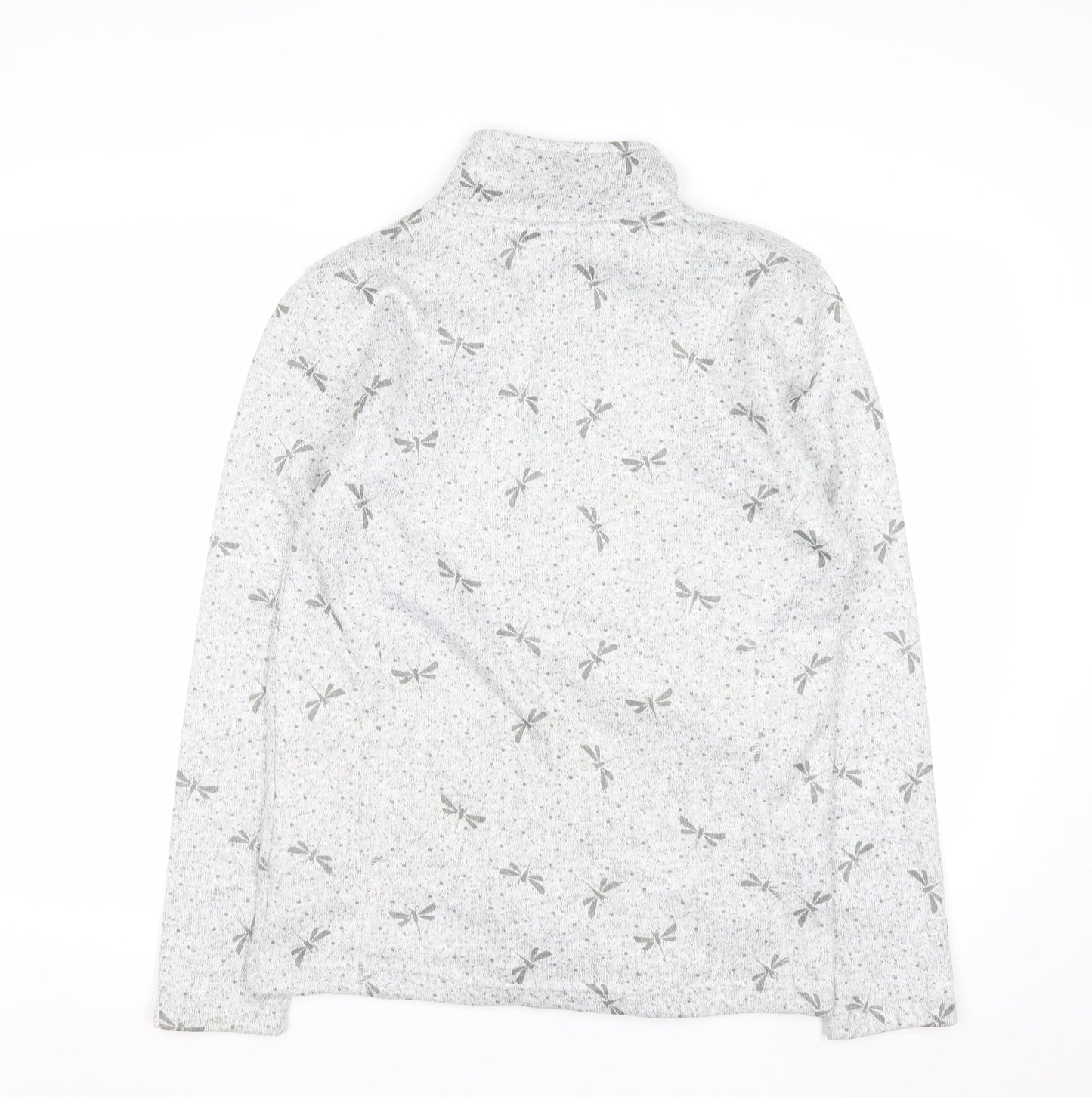 Killtec Womens Grey Full Zip Fleece Jacket Size 12 Dragonfly Print