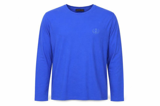Trussardi Jeans Men's Blue Long Sleeve Cotton Crew Neck Top L