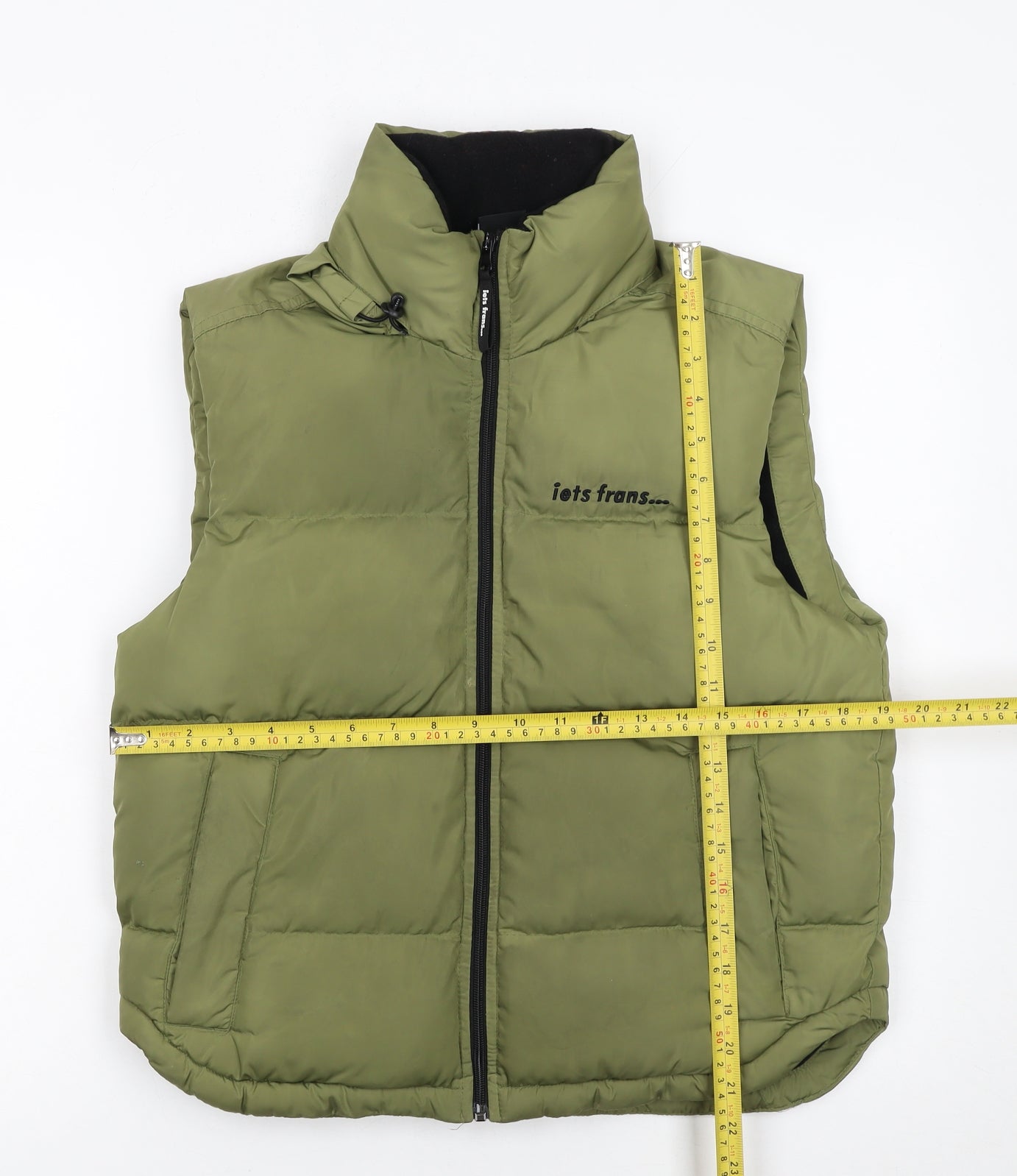 iets frans Women Green XS Puffer Waistcoat Full Zip Gilet