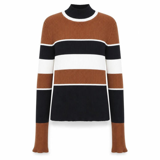 Forever 21 Women’s Multicoloured Ribbed High Neck Striped Jumper Size M