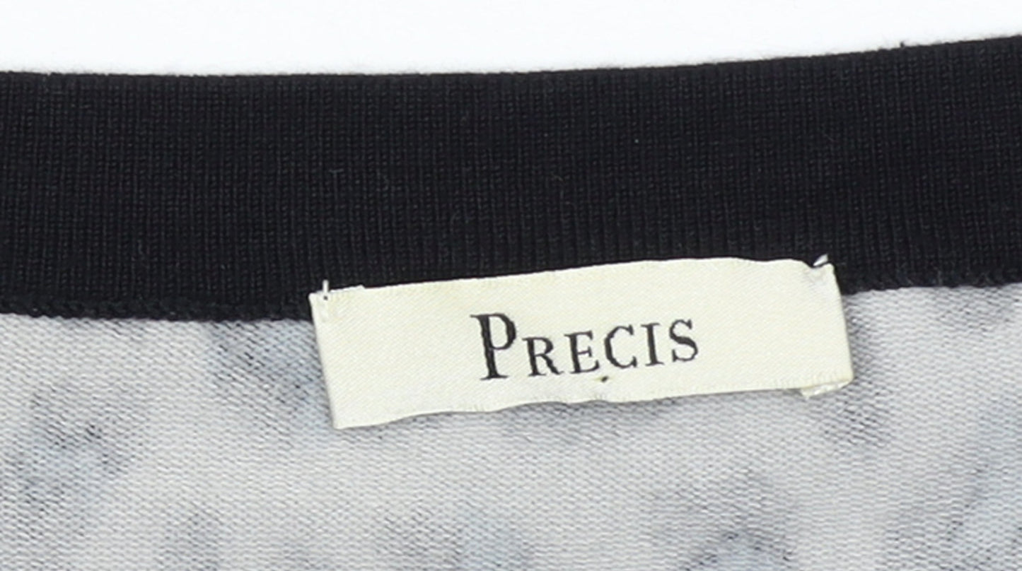 Precis Women Grey Leopard Print Scoop Neck Pullover Jumper Size S