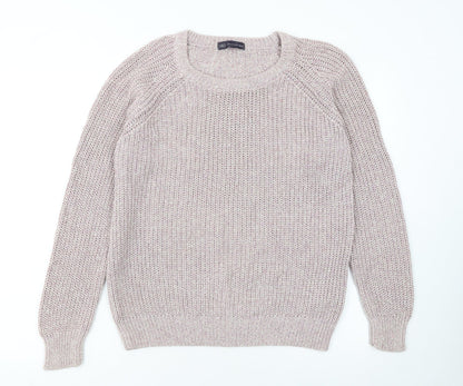 Marks & Spencer Womens Beige Chunky Knit Cotton Pullover Jumper UK 14