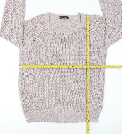 Marks & Spencer Womens Beige Chunky Knit Cotton Pullover Jumper UK 14