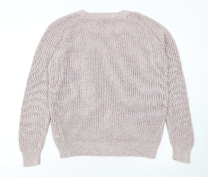 Marks & Spencer Womens Beige Chunky Knit Cotton Pullover Jumper UK 14