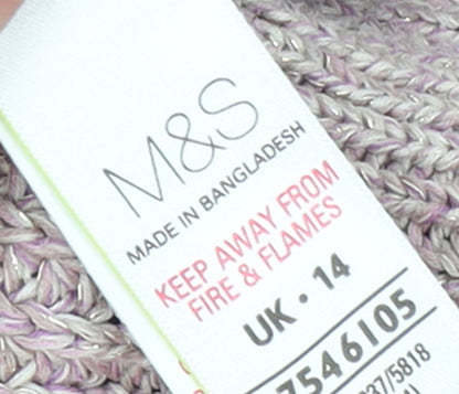 Marks & Spencer Womens Beige Chunky Knit Cotton Pullover Jumper UK 14