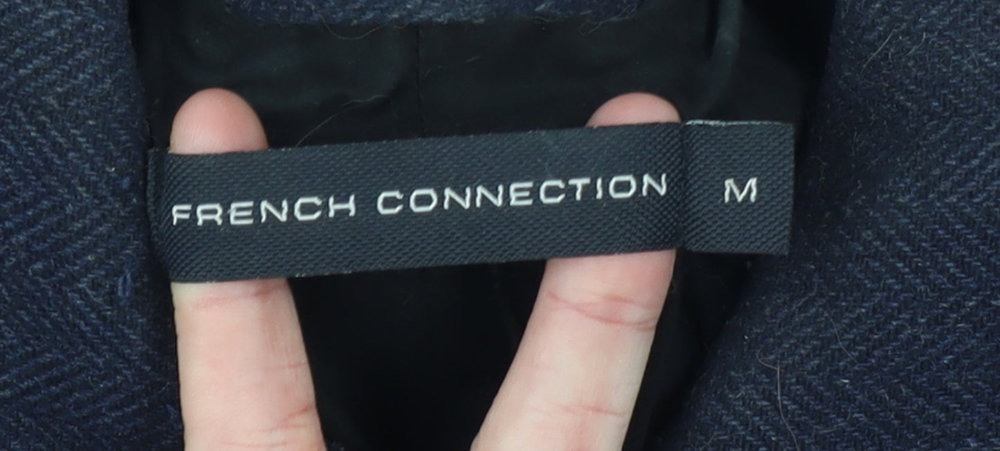 French Connection Men's Blue Wool Bomber Jacket Size M