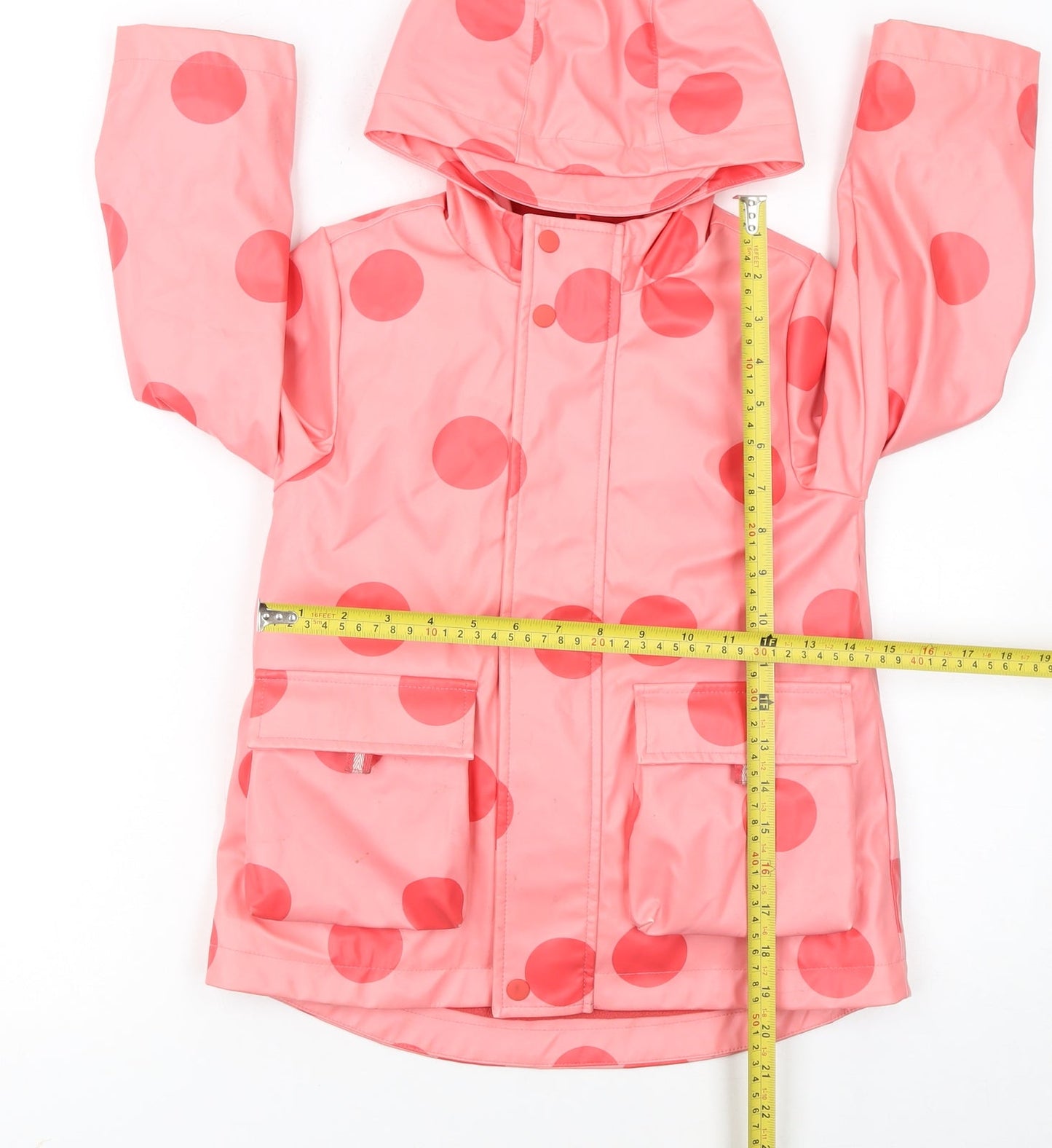 Marks and Spencer Girls Pink Polka Dot Rain Coat 4-5 Years Hooded Waterproof