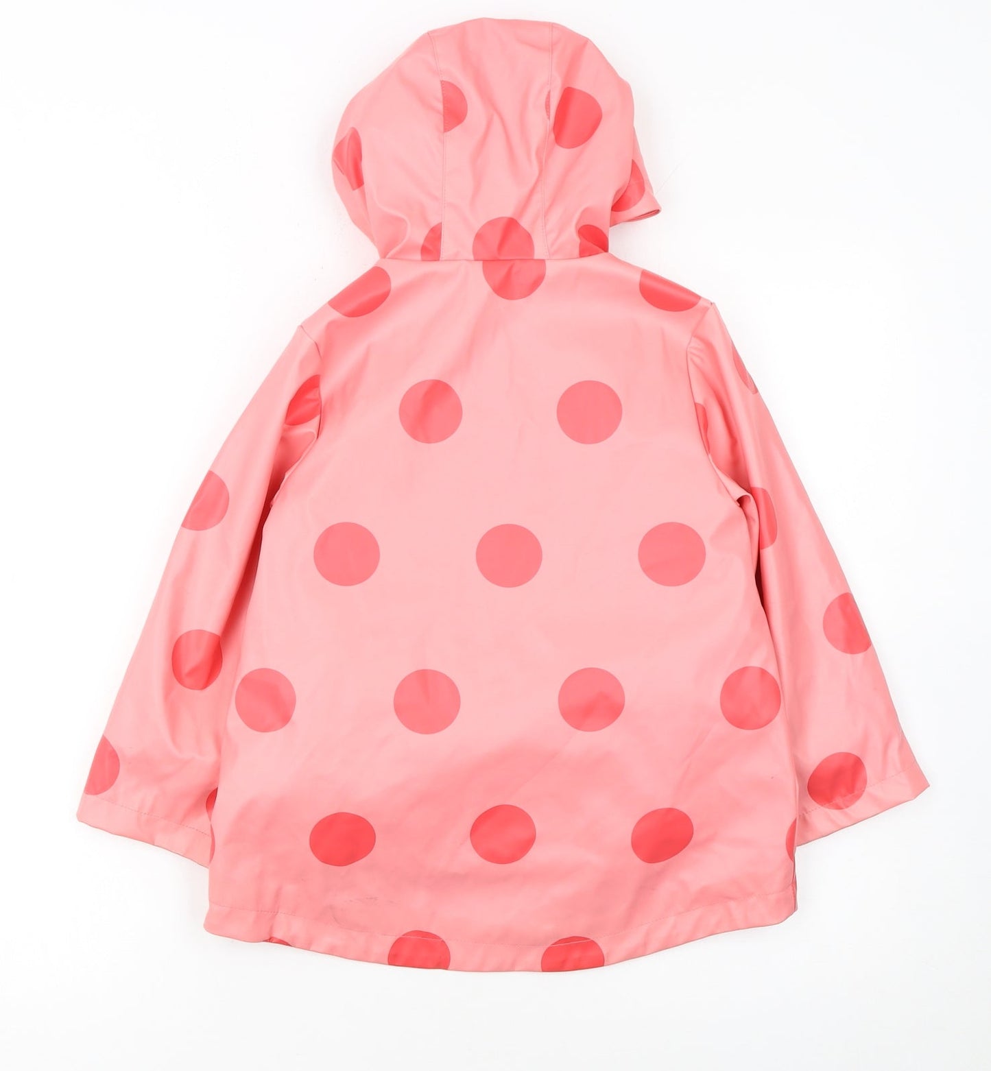Marks and Spencer Girls Pink Polka Dot Rain Coat 4-5 Years Hooded Waterproof