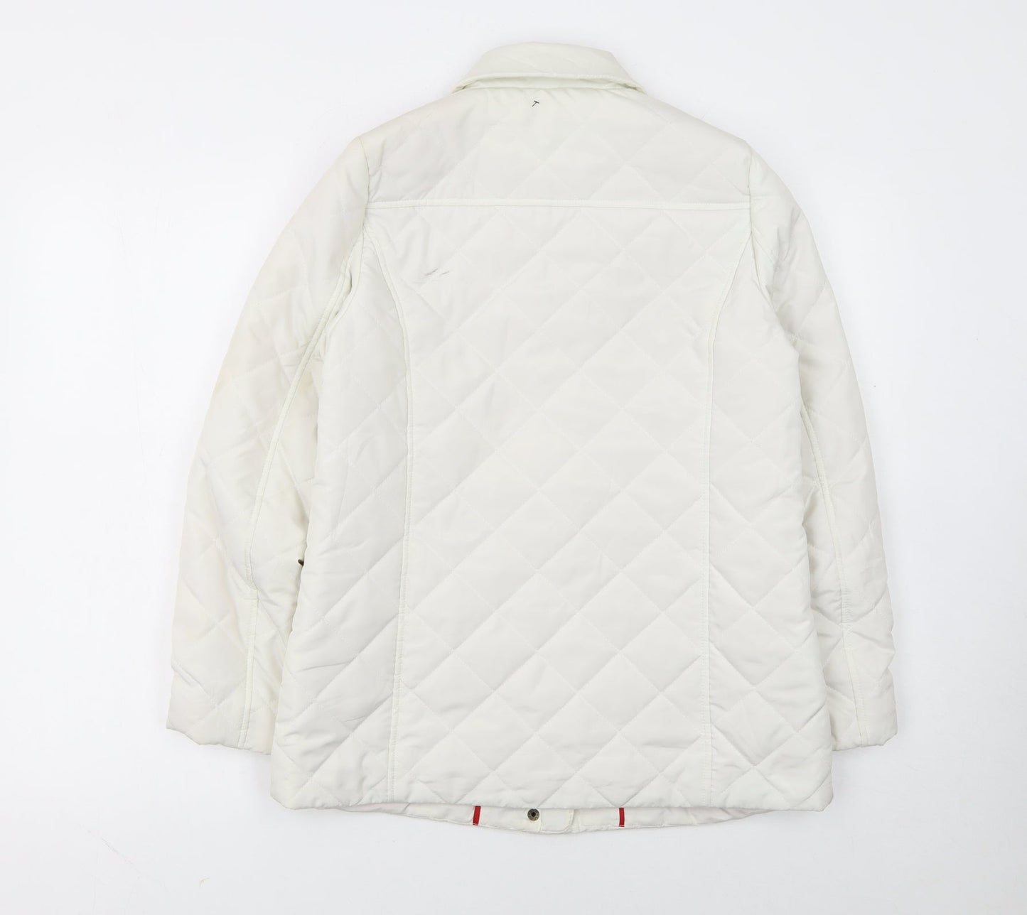 Dash Women’s Ivory Quilted Mid-Length Jacket UK 12 Button Style