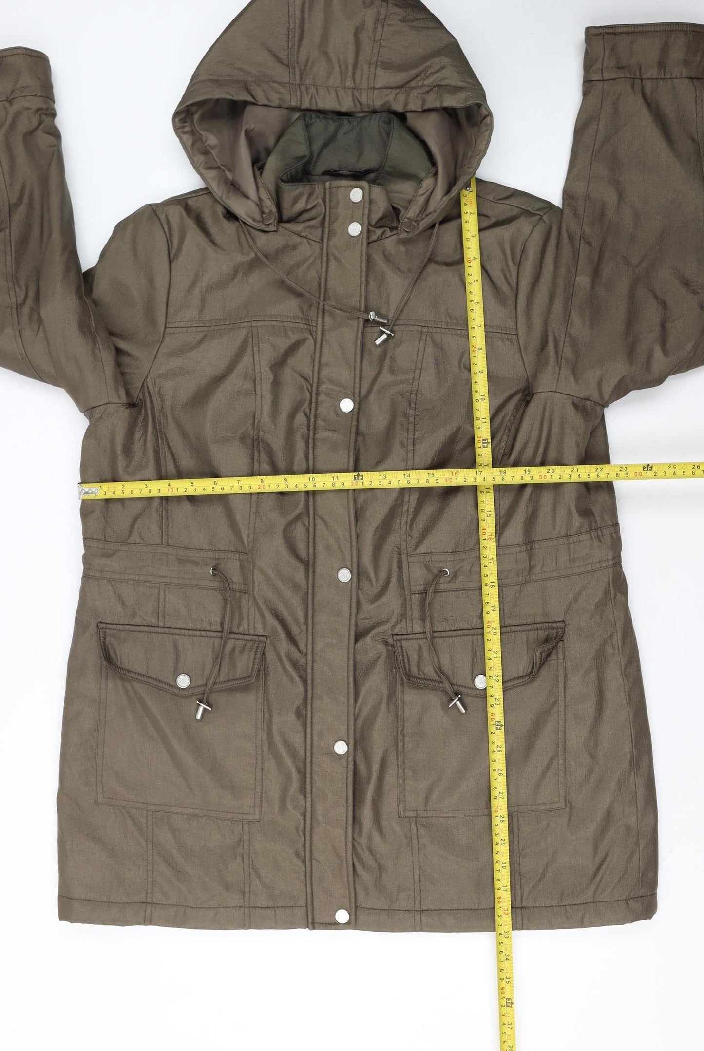 Classic Women’s Brown Hooded Parka Coat Size 18 Mid-Length