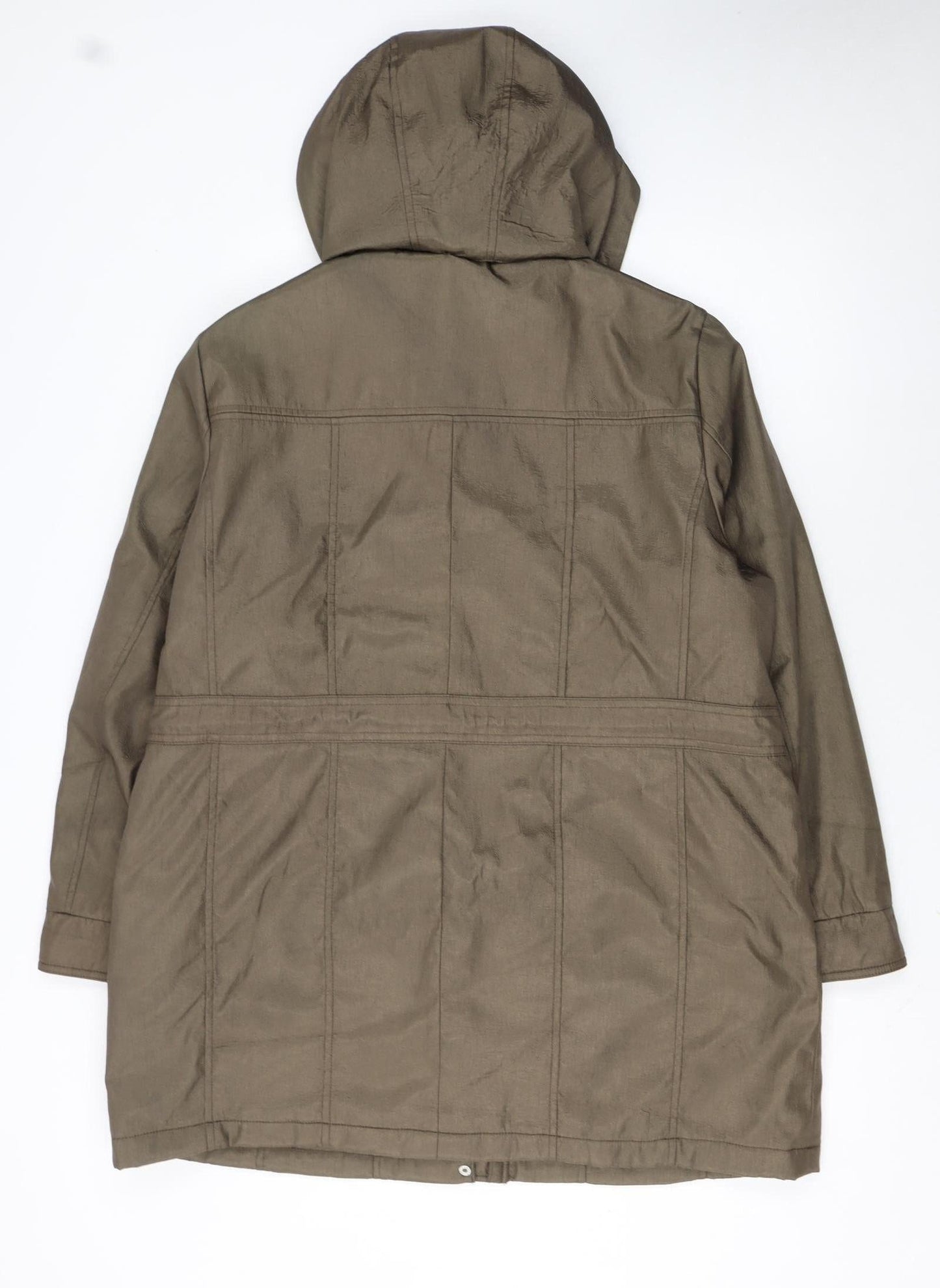 Classic Women’s Brown Hooded Parka Coat Size 18 Mid-Length