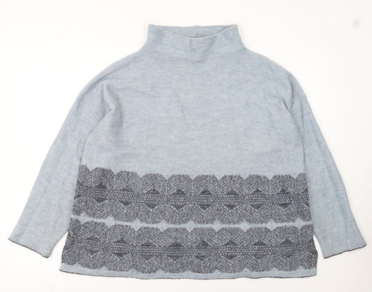 Marks and Spencer Women Blue High Neck Wool Blend Jumper Size 20