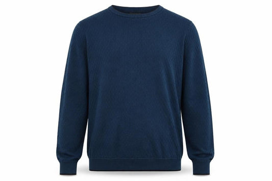 Marks & Spencer Men's Blue Waffle-Knit Cotton Jumper L