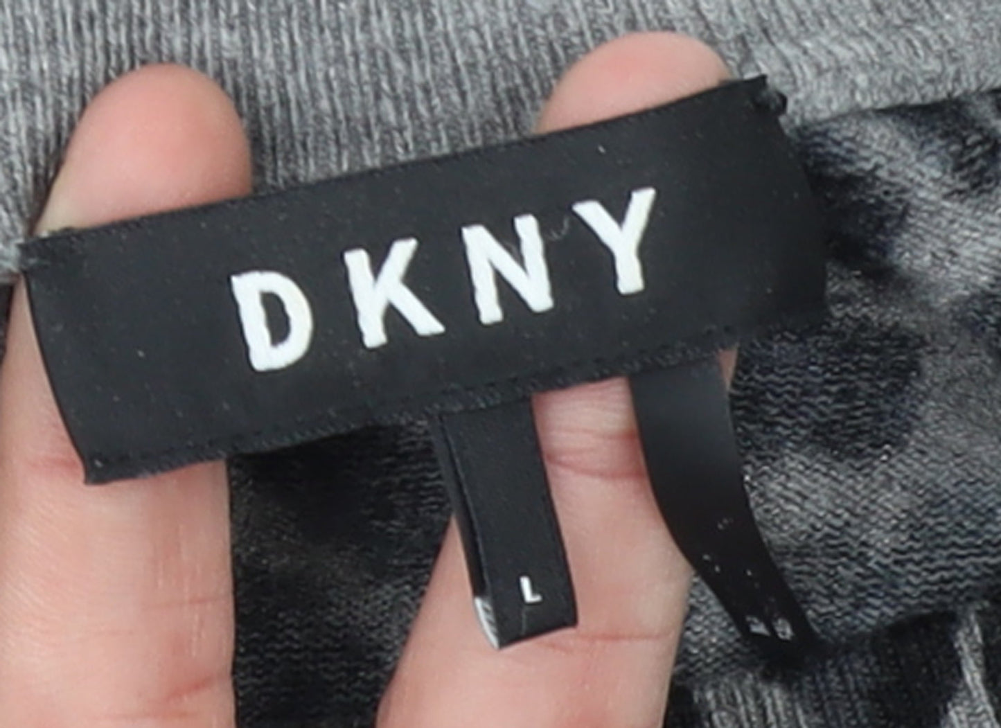 DKNY Women’s Grey Leopard Print Long Sleeve Pullover Jumper Size L