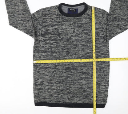 Your Turn Men's Grey Chunky Knit Acrylic Jumper Size S