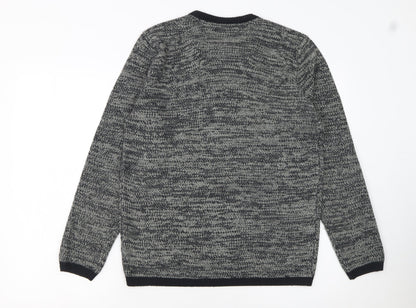 Your Turn Men's Grey Chunky Knit Acrylic Jumper Size S