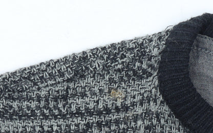 Your Turn Men's Grey Chunky Knit Acrylic Jumper Size S