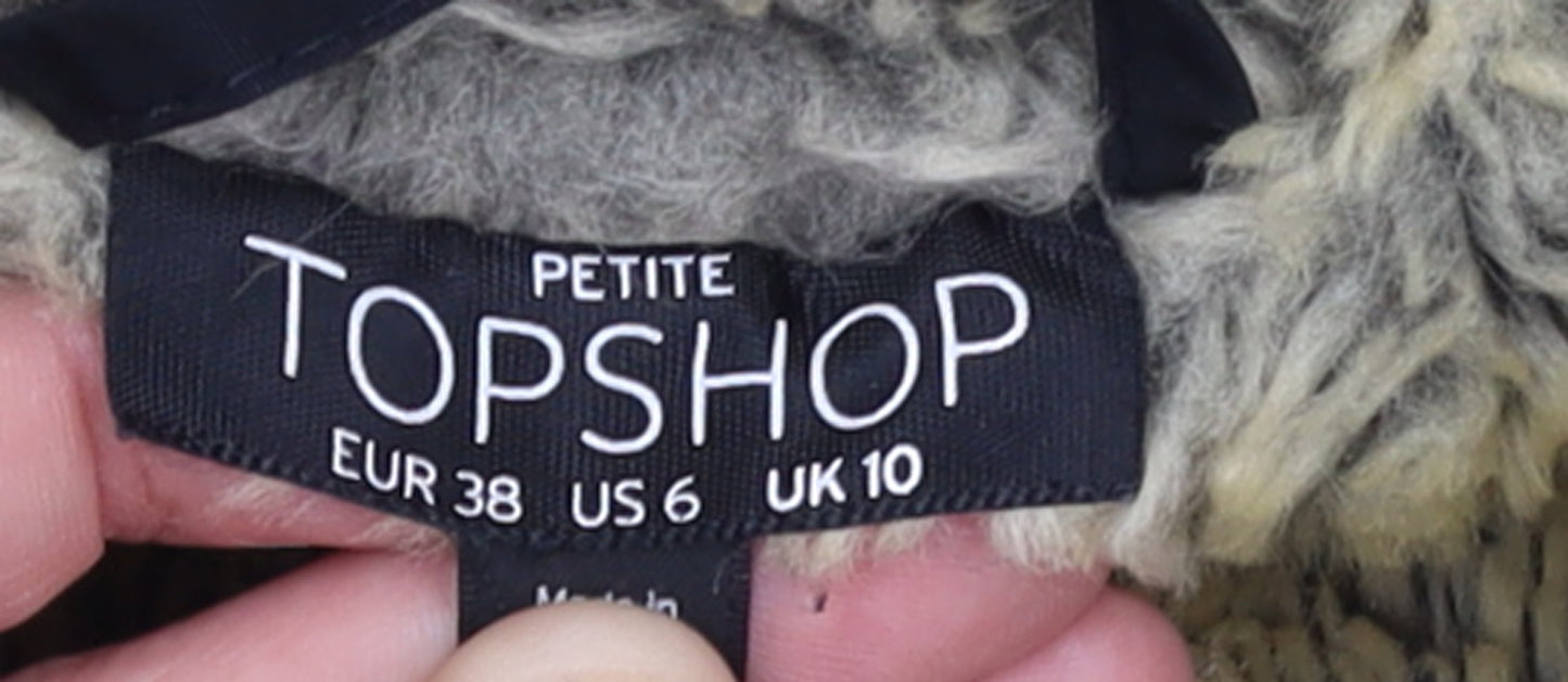 Topshop Women’s Black Petite Parka Jacket UK 10 Hooded Lined