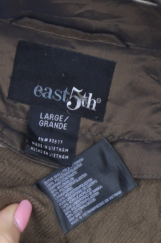 east5th Womens Beige Long Hooded Rain Coat L