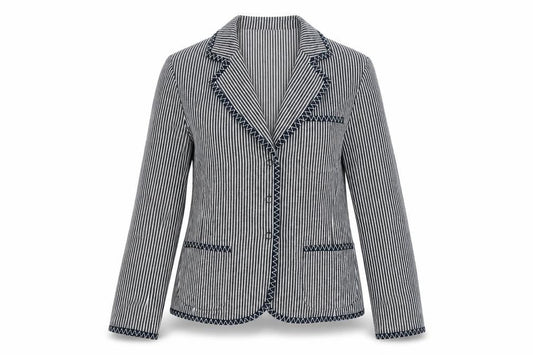 Talbots Women's Black Striped Stretch Cotton Blazer Jacket Size 8
