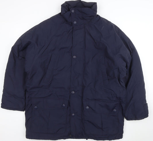 Eddie Bauer Mens Blue M Mid-Length Puffer Jacket Down Insulated