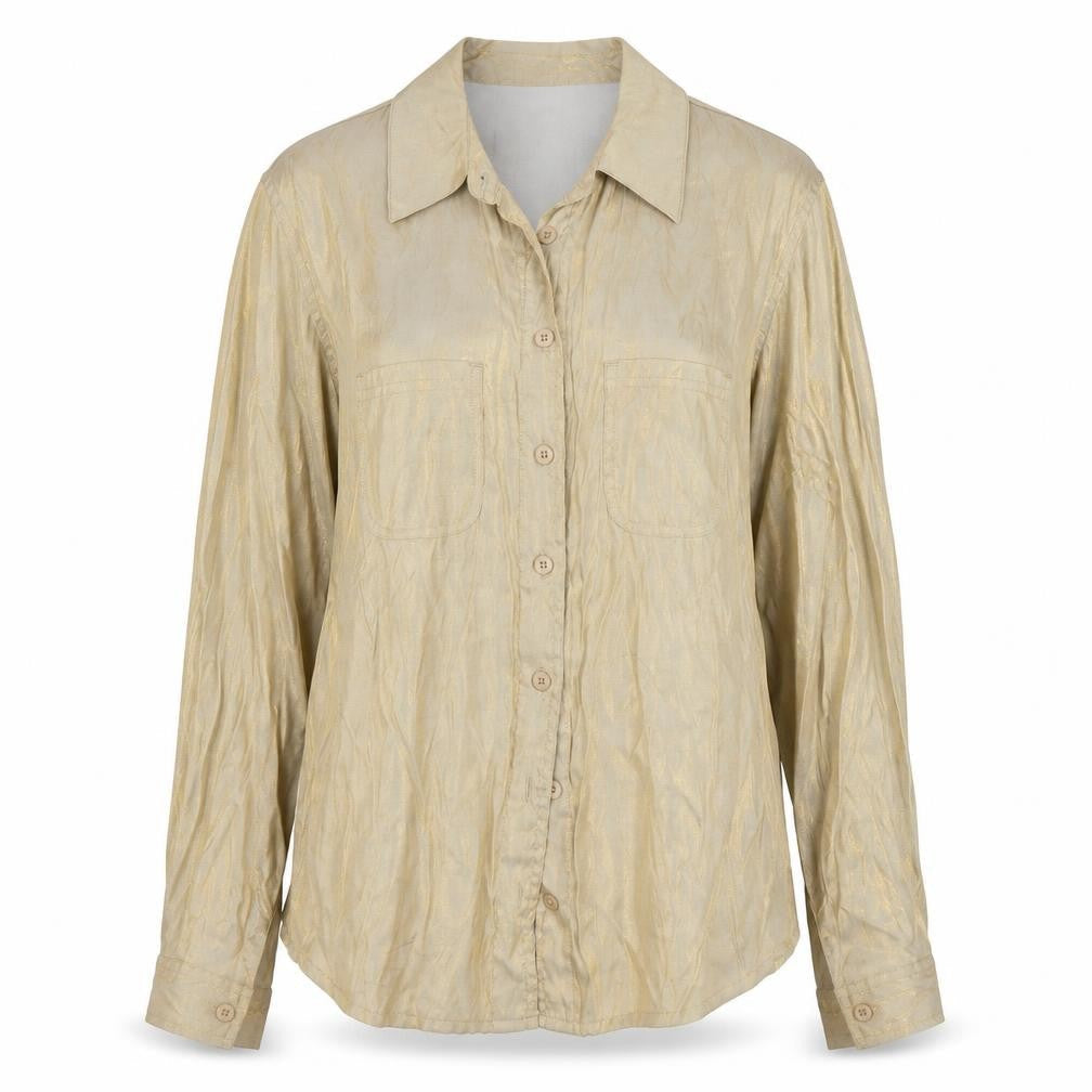 Carole Little Women’s Beige Long Sleeve Button-Up Shirt Size 10
